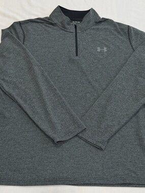 Under Armour Sweater Men 2XL Gray 1/4 Zip Heatgear Sweatshirt Loose Fit XXL